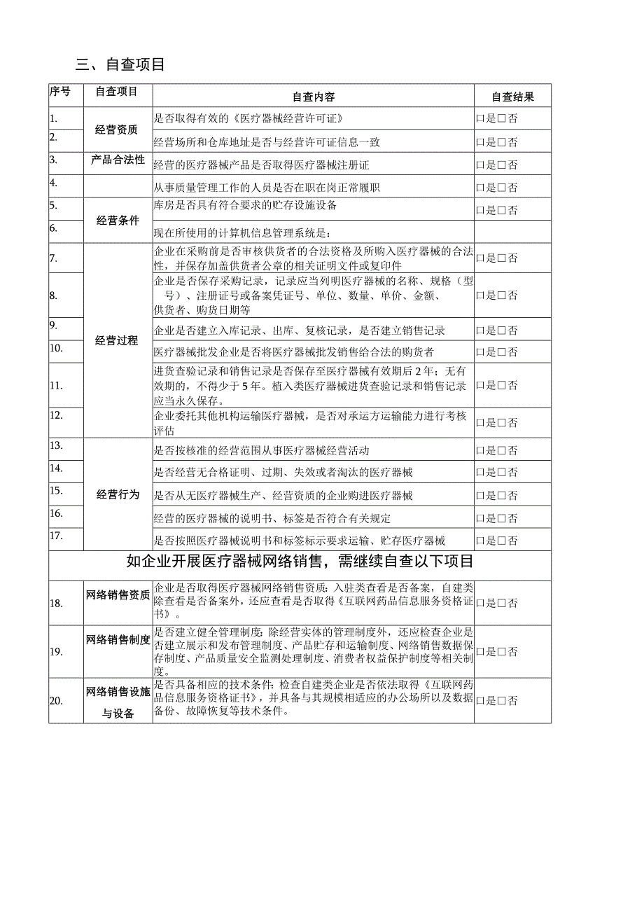 医疗器械经营企业2023年度质量管理体系自查表.docx_第2页