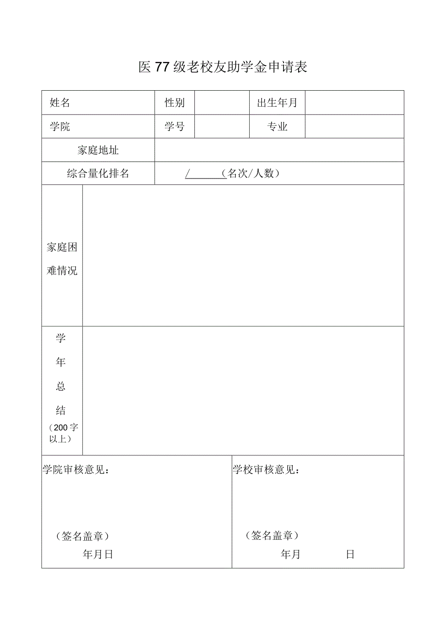 医77级老校友助学金申请表.docx_第1页