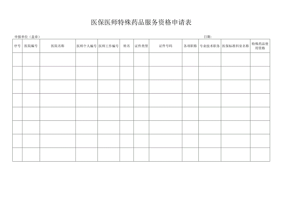 医保医师特殊药品服务资格申请表.docx_第1页