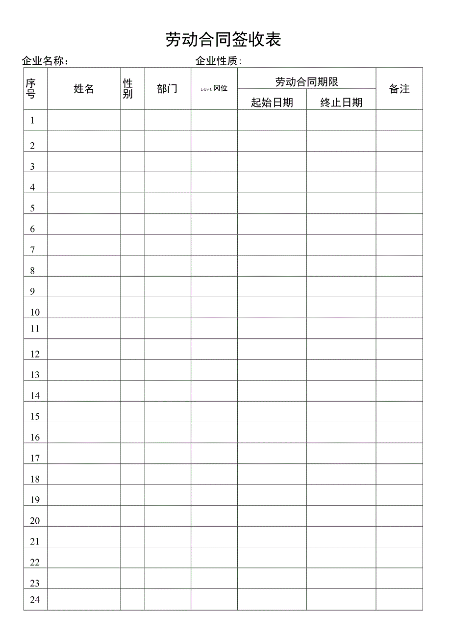 劳动合同签收表.docx_第1页