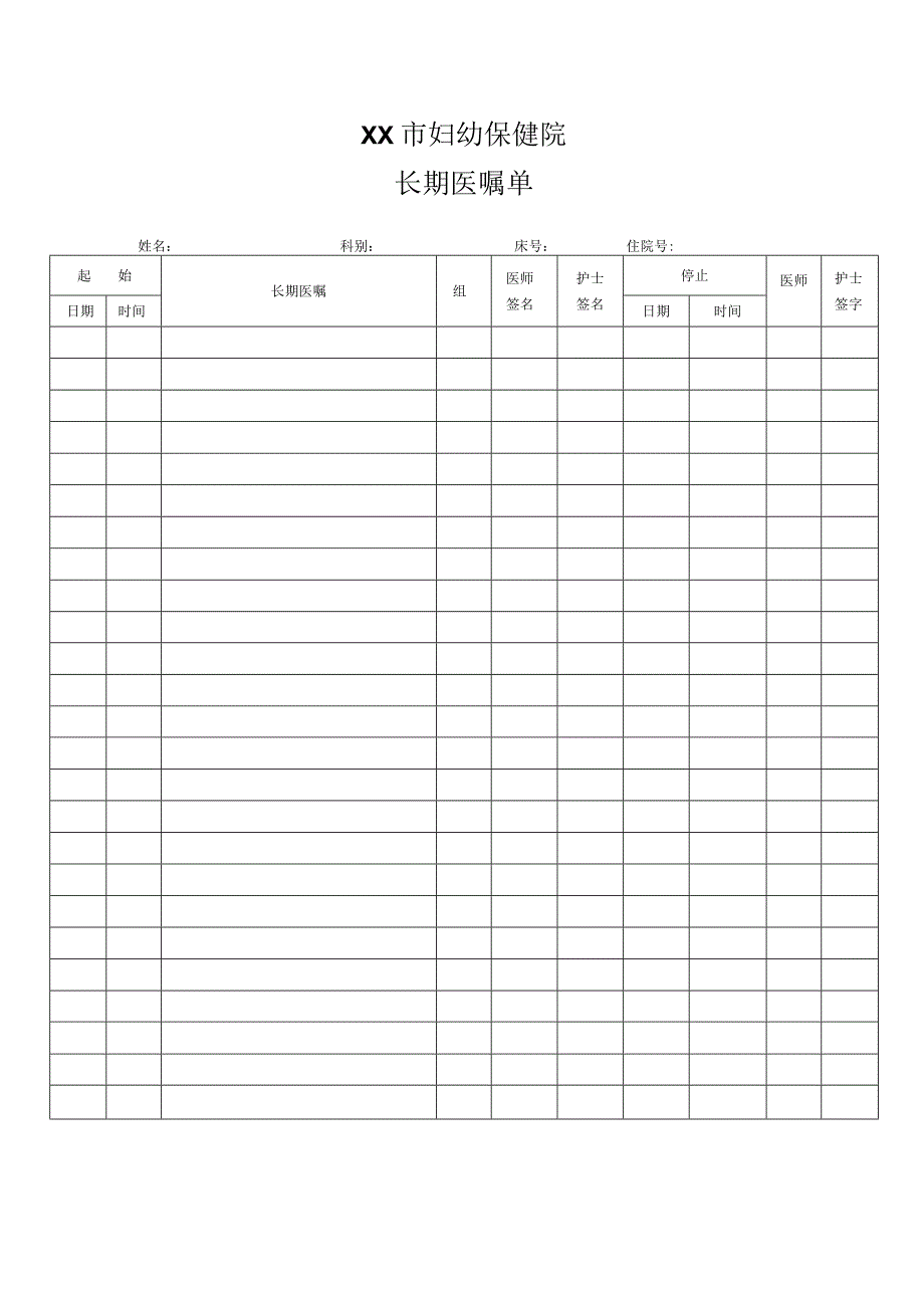 医院最新版长期医嘱临时医嘱及急诊门诊电子病历模板.docx_第1页