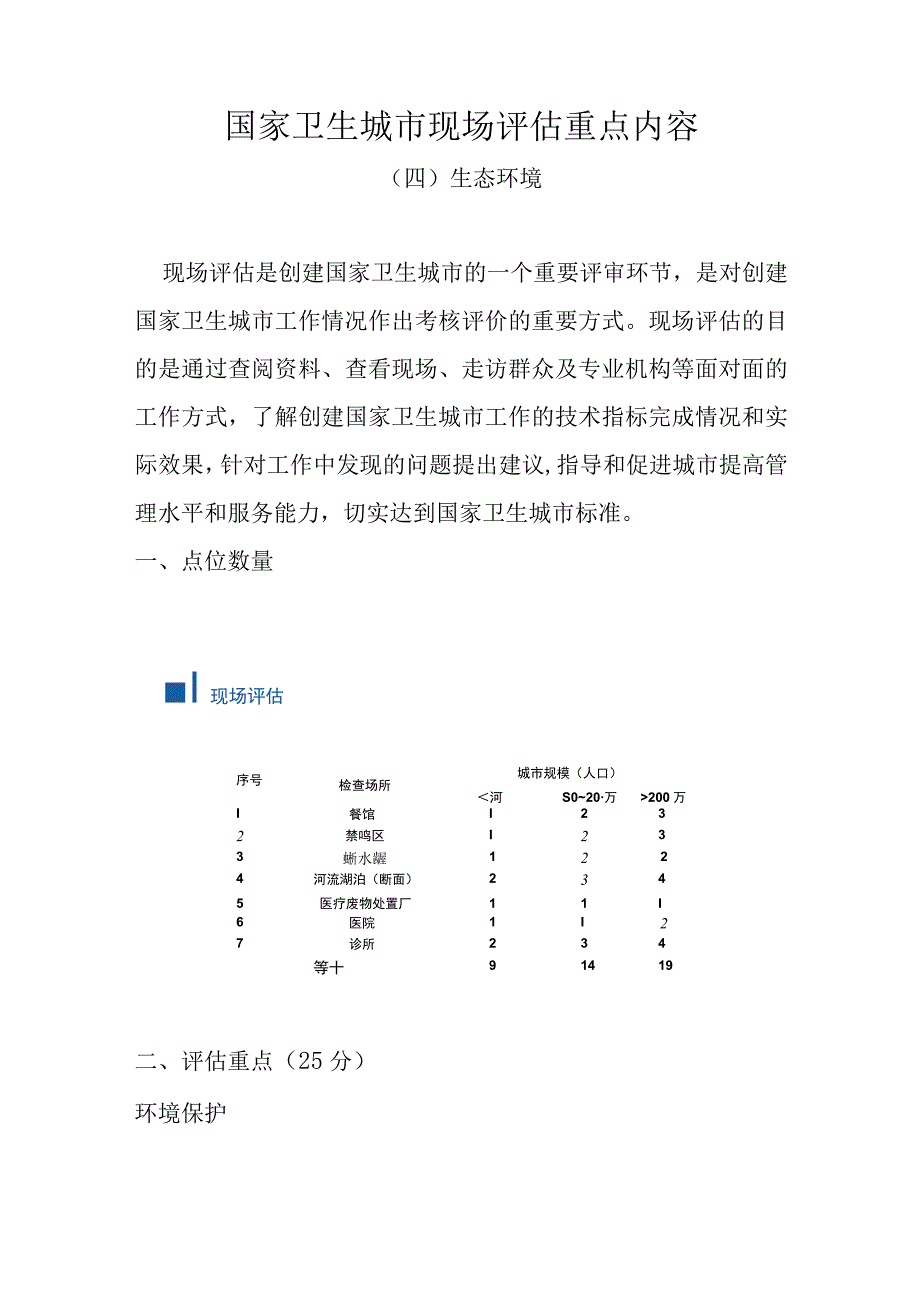 国家卫生城市现场评估重点内容（生态环境）.docx_第1页