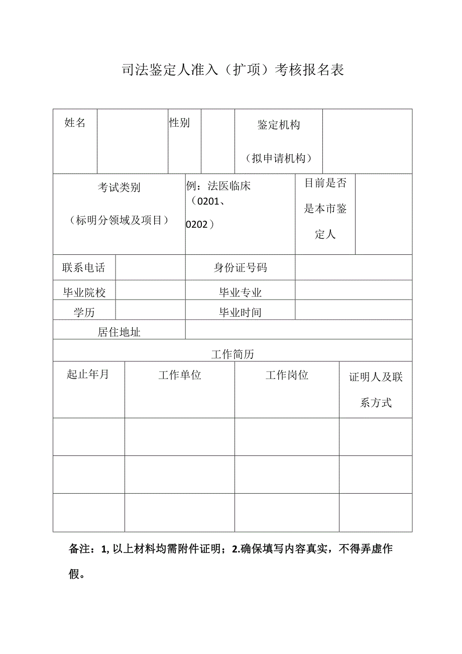 司法鉴定人准入扩项考核报名表.docx_第1页