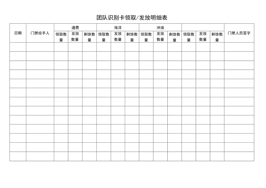 团队识别卡领取发放明细表.docx_第1页