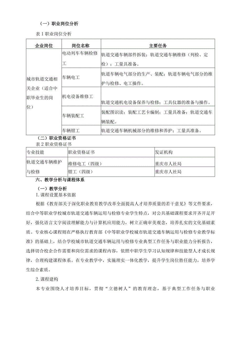 城市轨道交通车辆运用与检修专业工学结合人才培养方案.docx_第3页