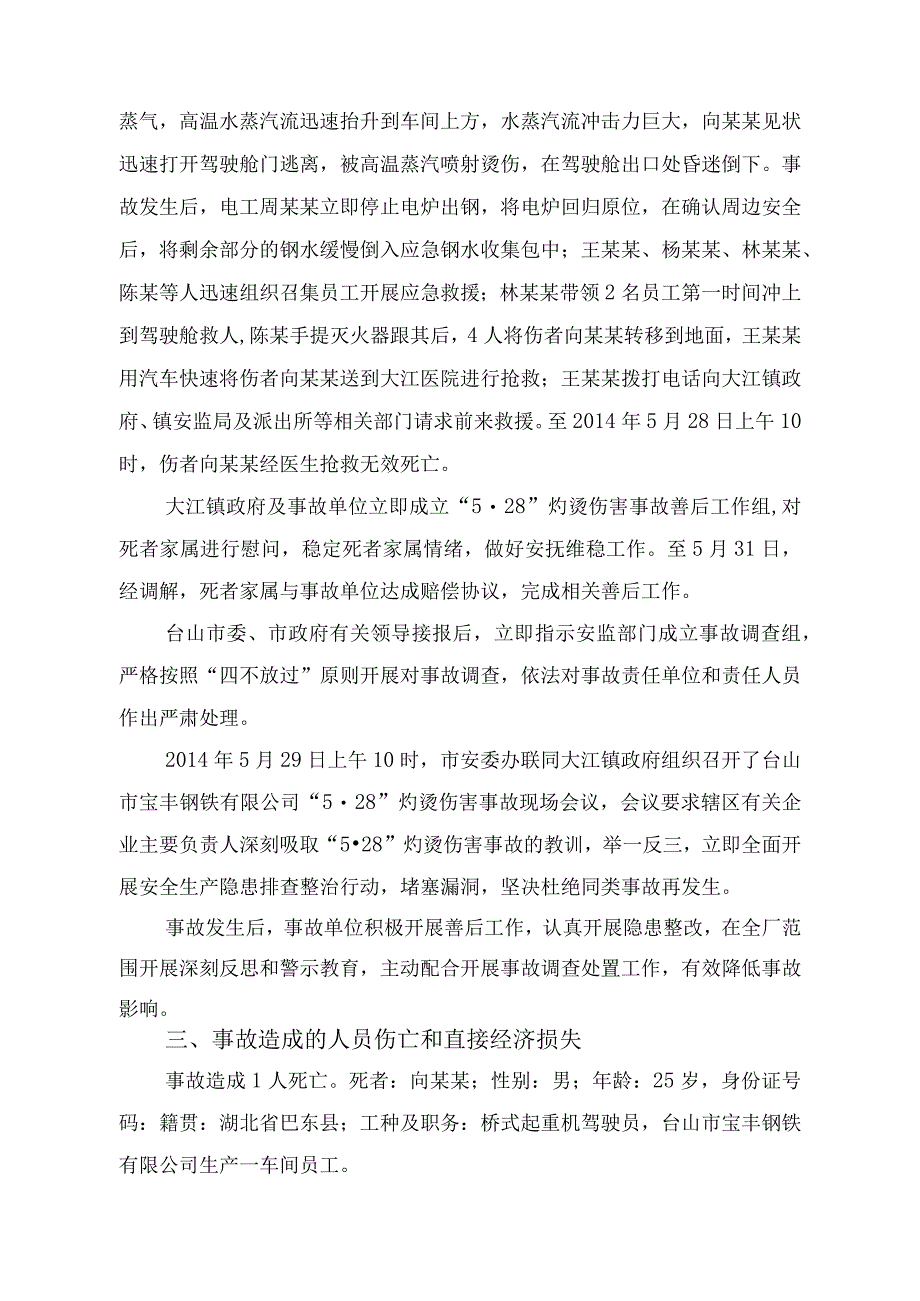 台山市宝丰钢铁有限公司灼烫伤害事故调查报告.docx_第2页