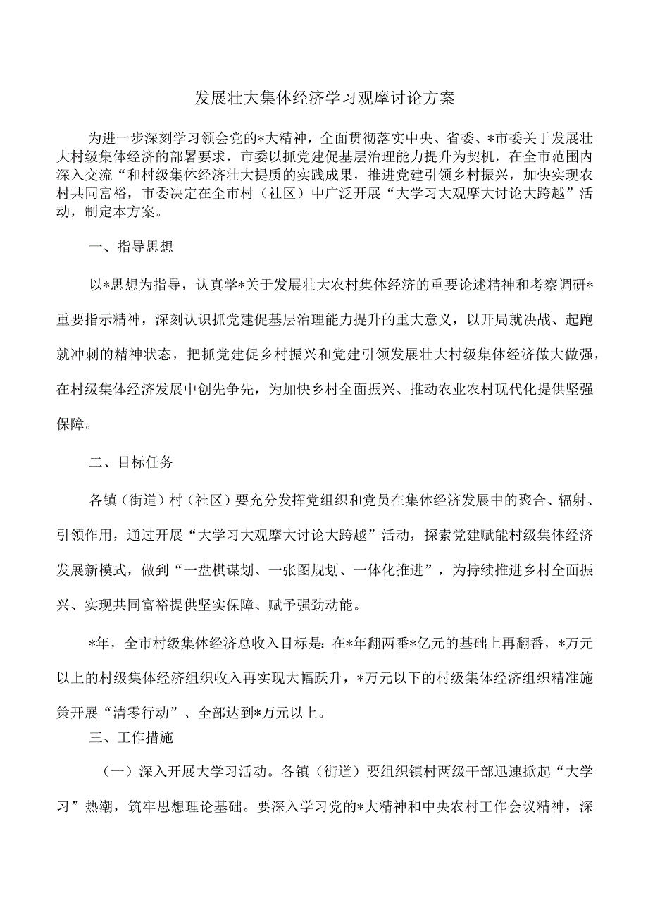 发展壮大集体经济学习观摩讨论方案.docx_第1页