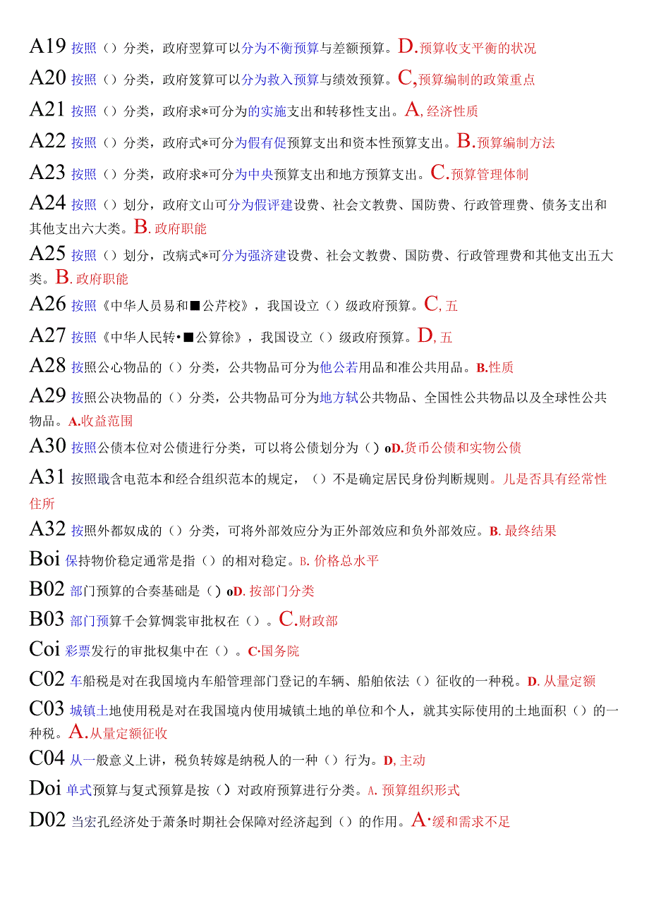 国开电大本科《政府经济学》期末纸考单项选择题题库.docx_第2页