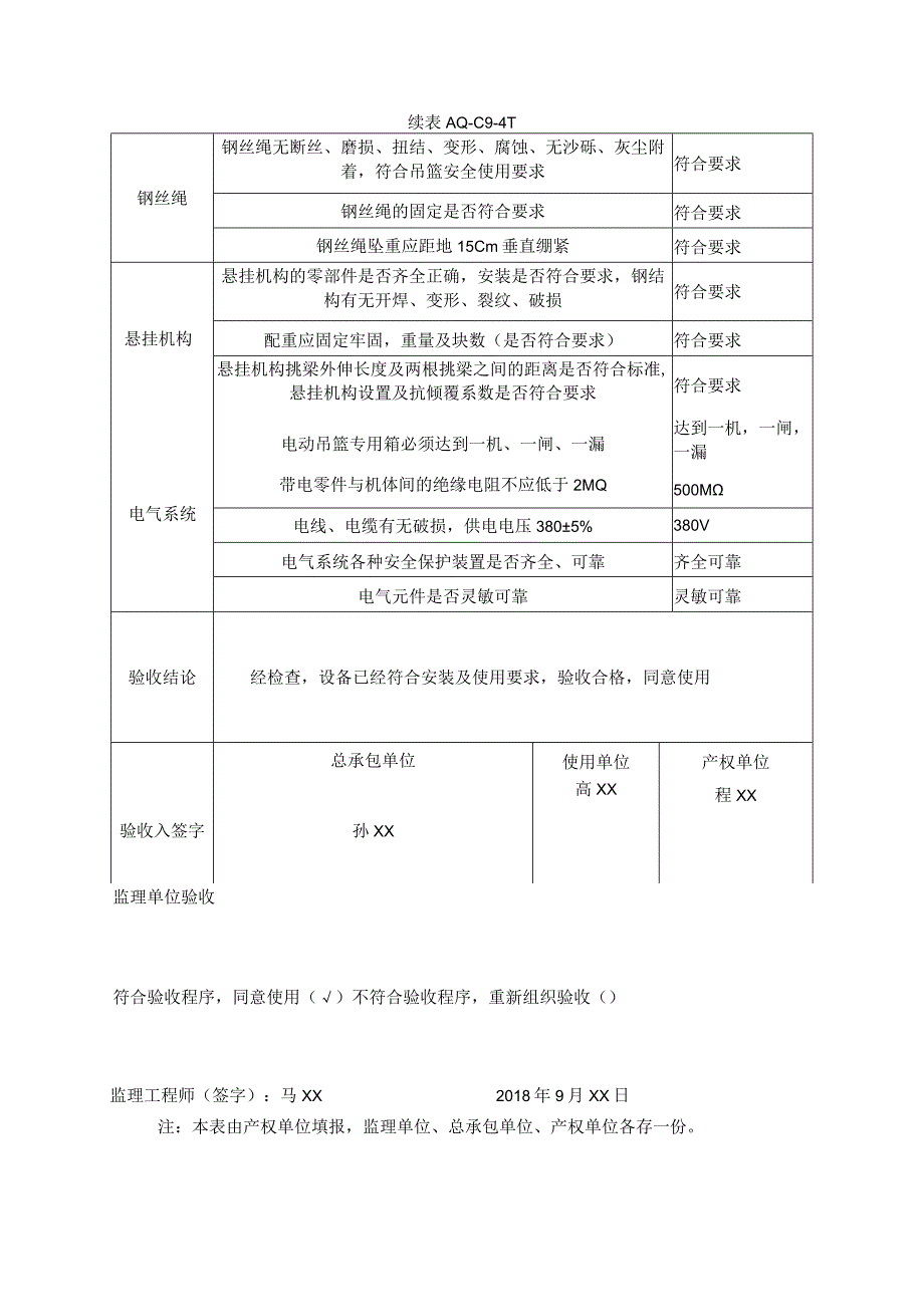 吊篮检查验收和日检记录.docx_第2页