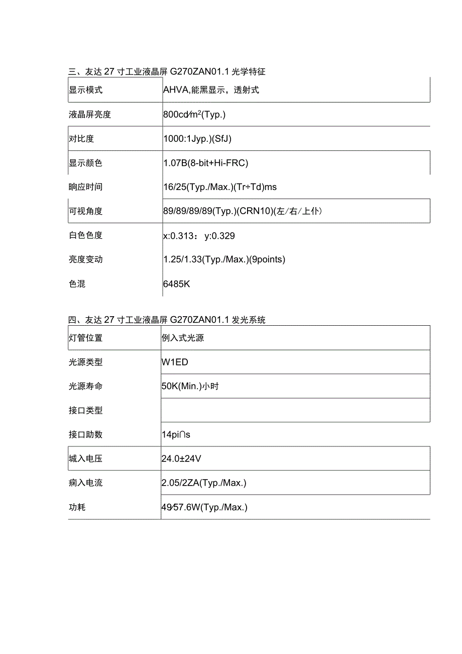 友达27寸高分高亮液晶屏G270ZAN011规格参数+.docx_第3页