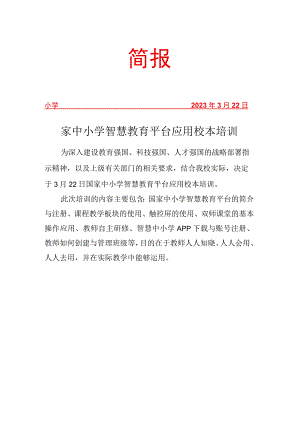 国家中小学智慧教育平台应用校本培训简报.docx