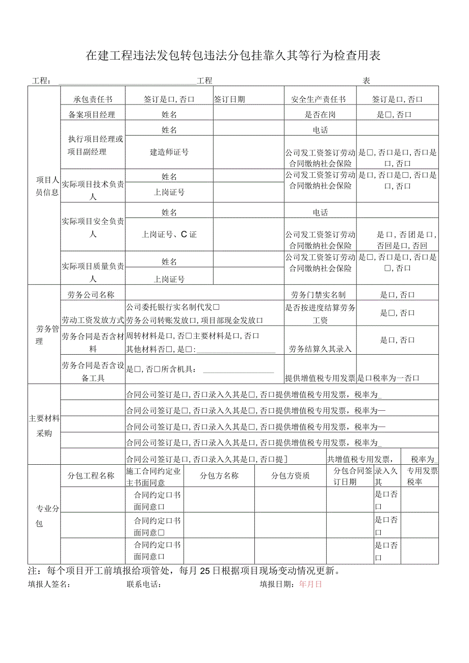 在建工程违法发包转包违法分包挂靠久其等行为检查用表.docx_第1页