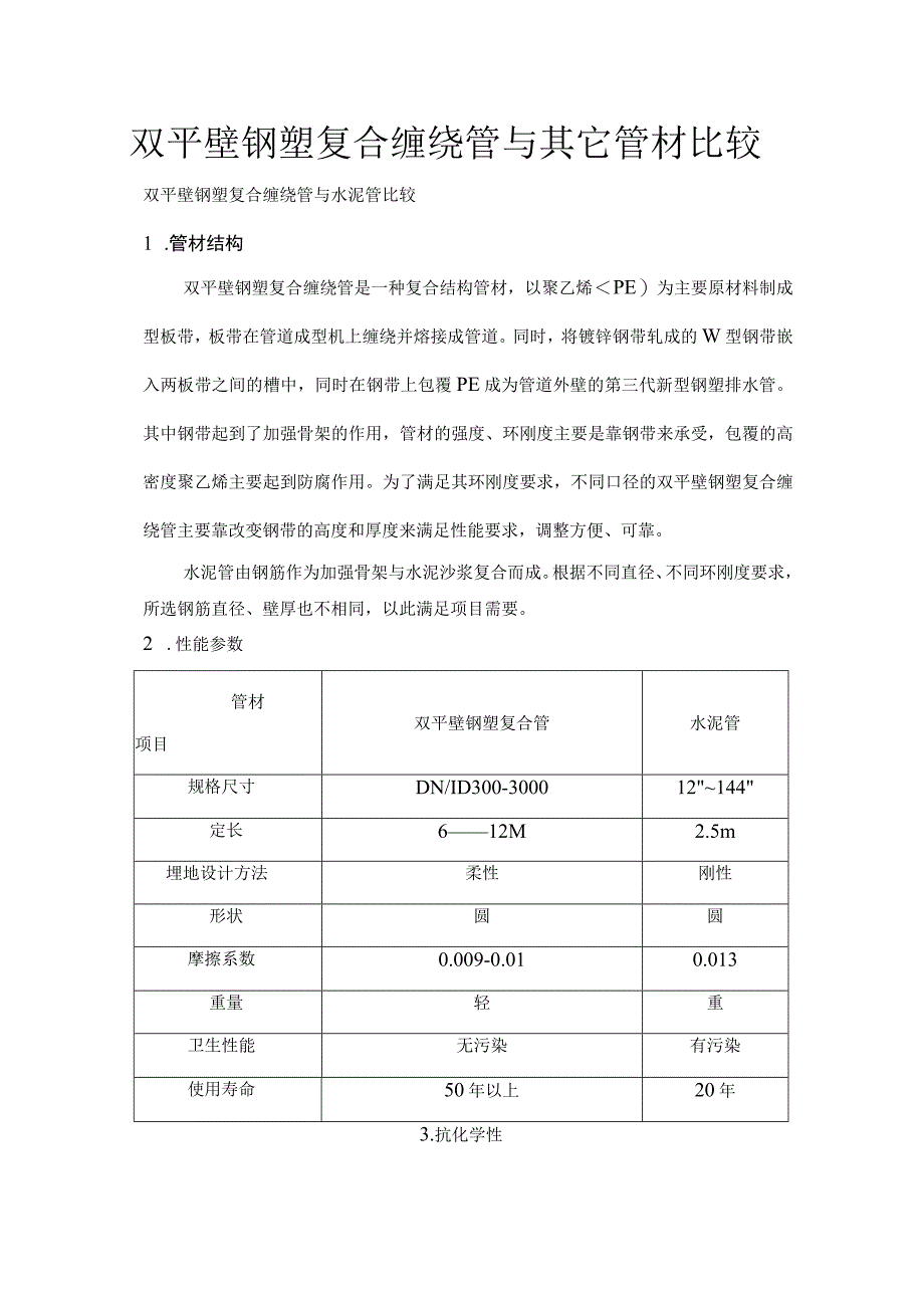 双平壁钢塑复合缠绕管与其它管材比较.docx_第1页