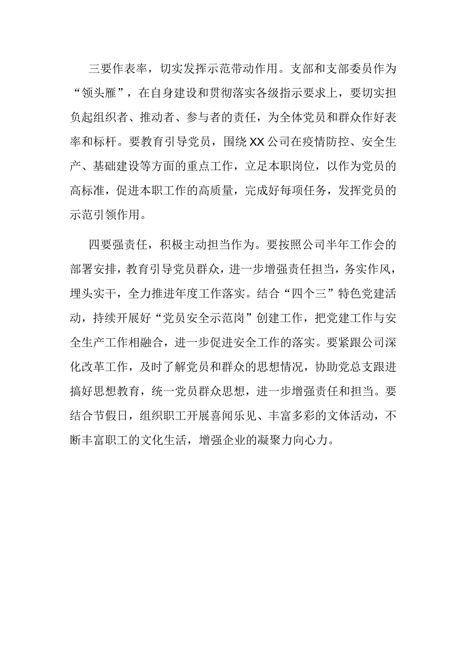 国企党委书记参加下属公司支部专题组织生活会点评材料.docx_第3页