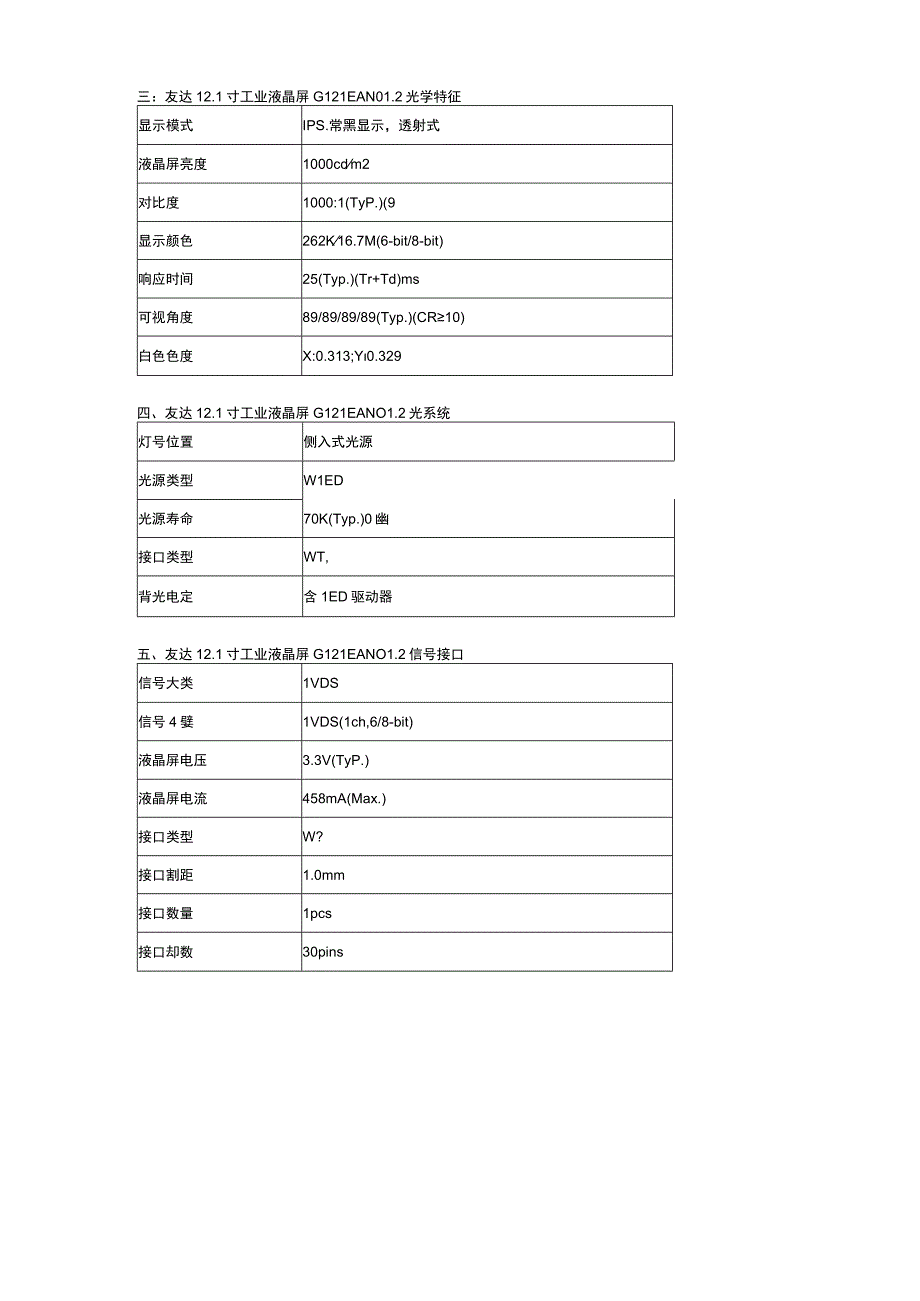 友达液晶屏G121EAN012121寸工控屏AUO原厂屏.docx_第3页