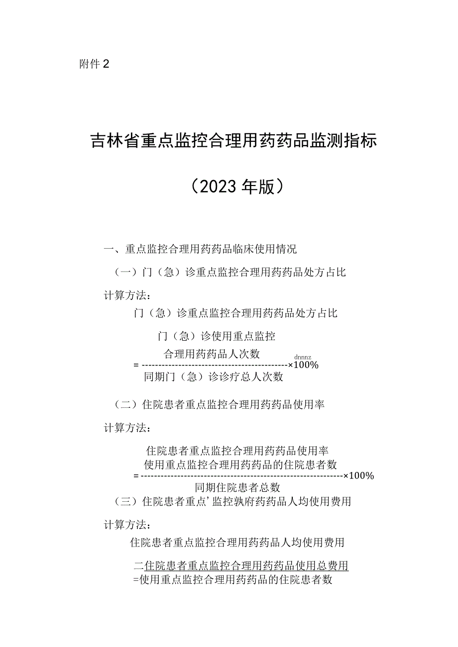 吉林省重点监控合理用药药品监测指标（2023年版）.docx_第1页