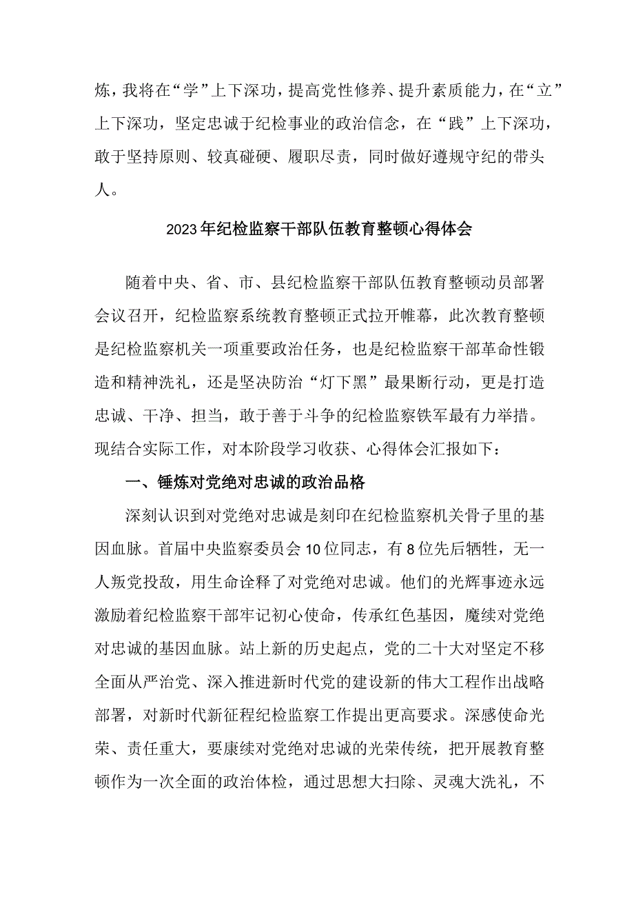 大学学校纪检监察干部队伍教育整顿心得体会 汇编4份.docx_第2页