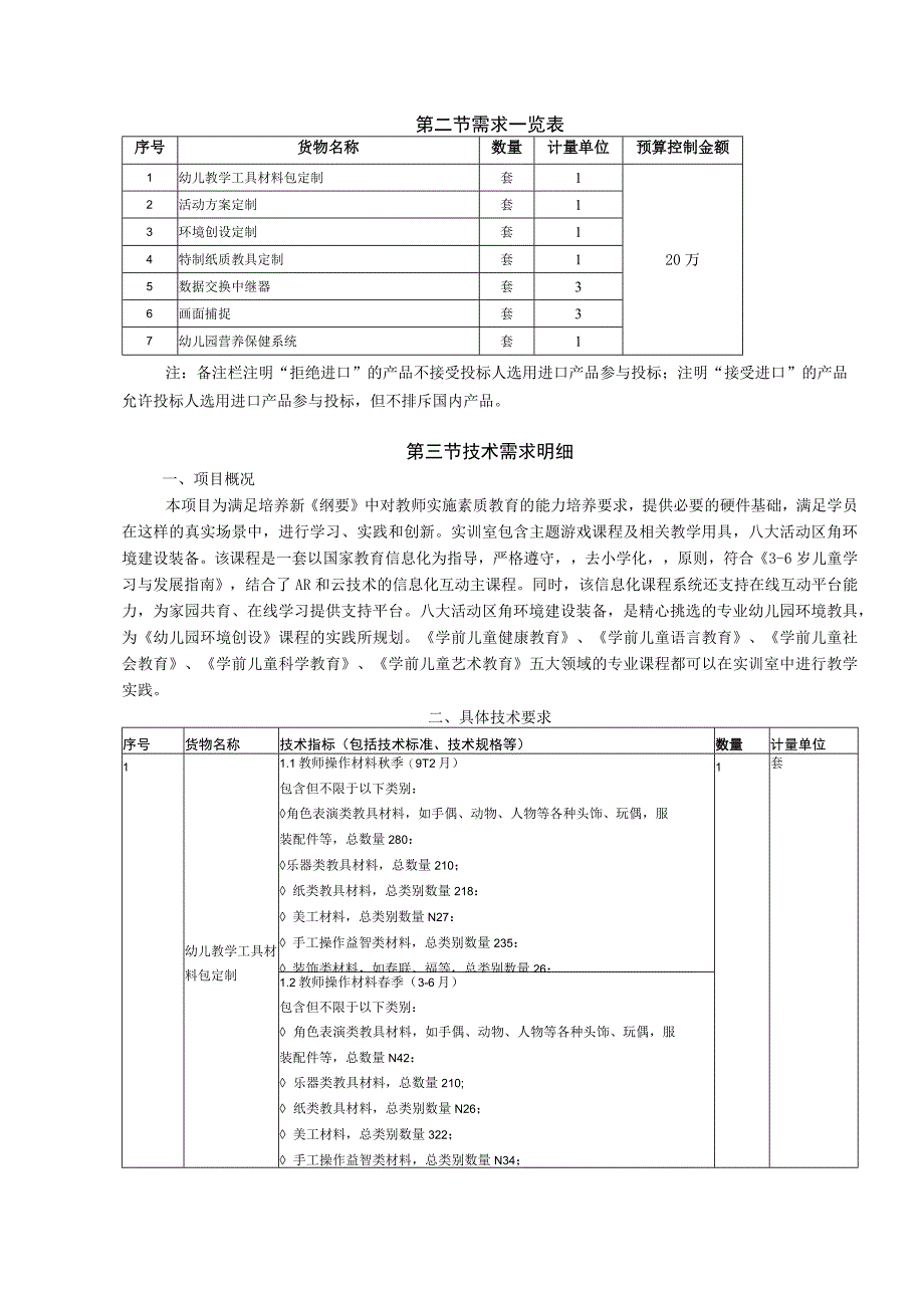 学前教育专业实训室需求及技术规格.docx_第2页