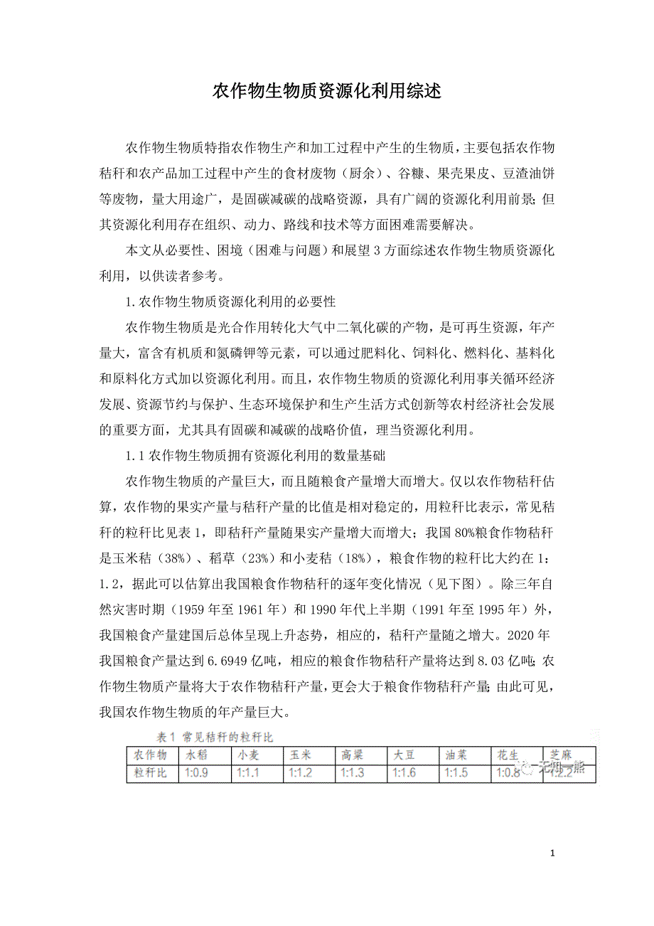 农作物生物质资源化利用综述.doc_第1页