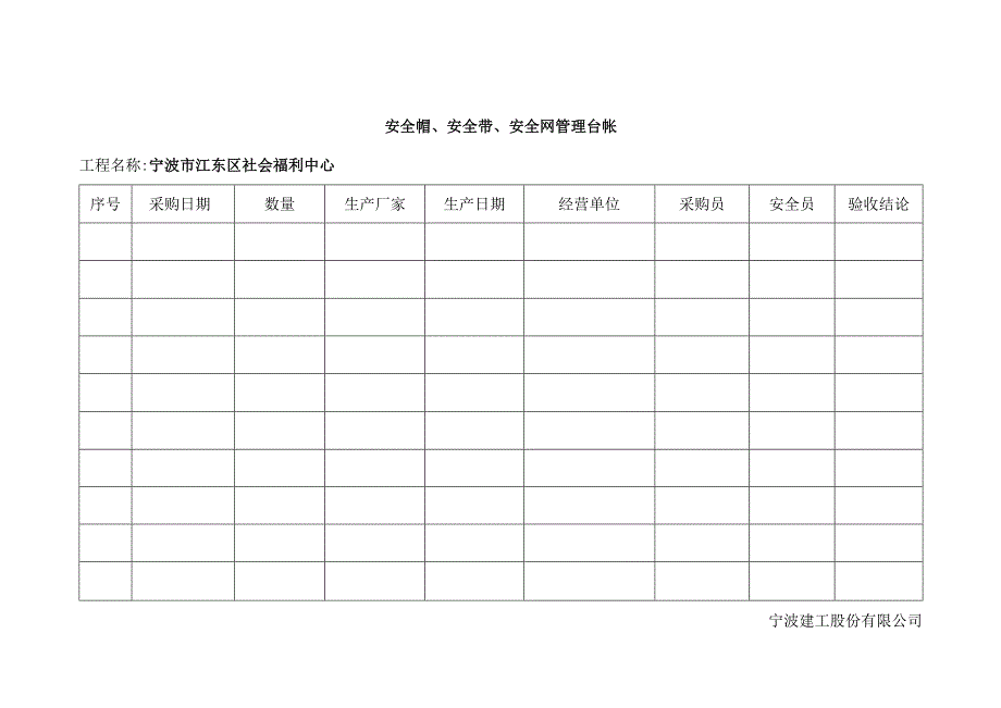 安全带安全网管理台帐表格中行.docx_第1页