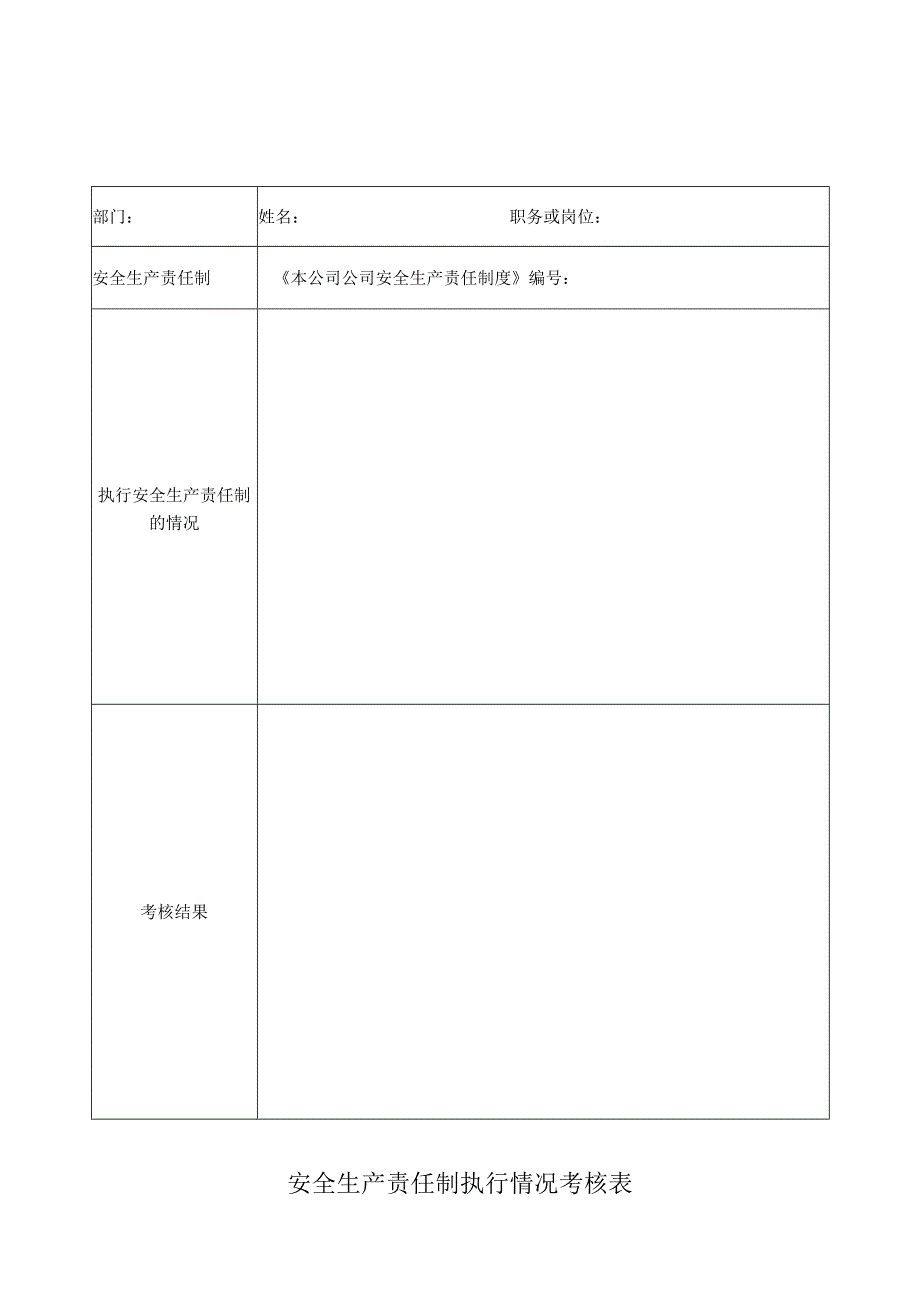 安全生产责任制执行情况考核表.docx_第1页