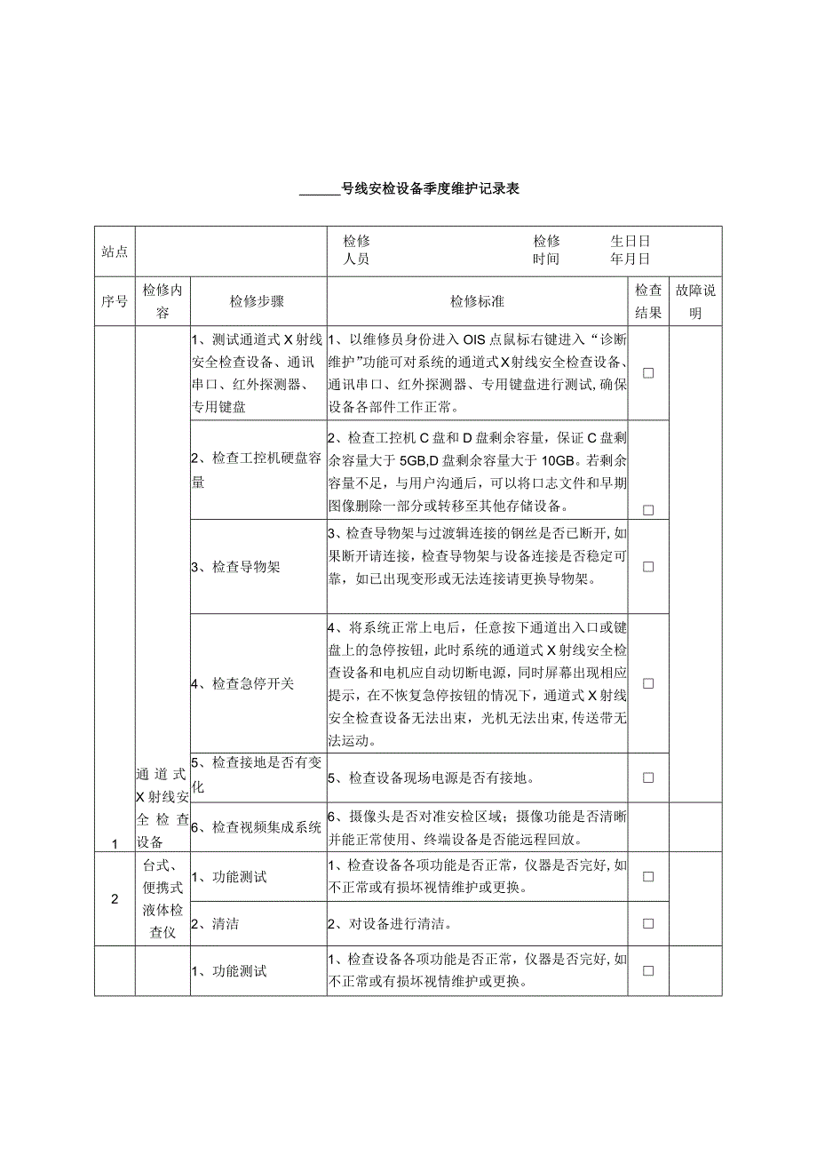 安检设备月度季度维护记录表.docx_第3页