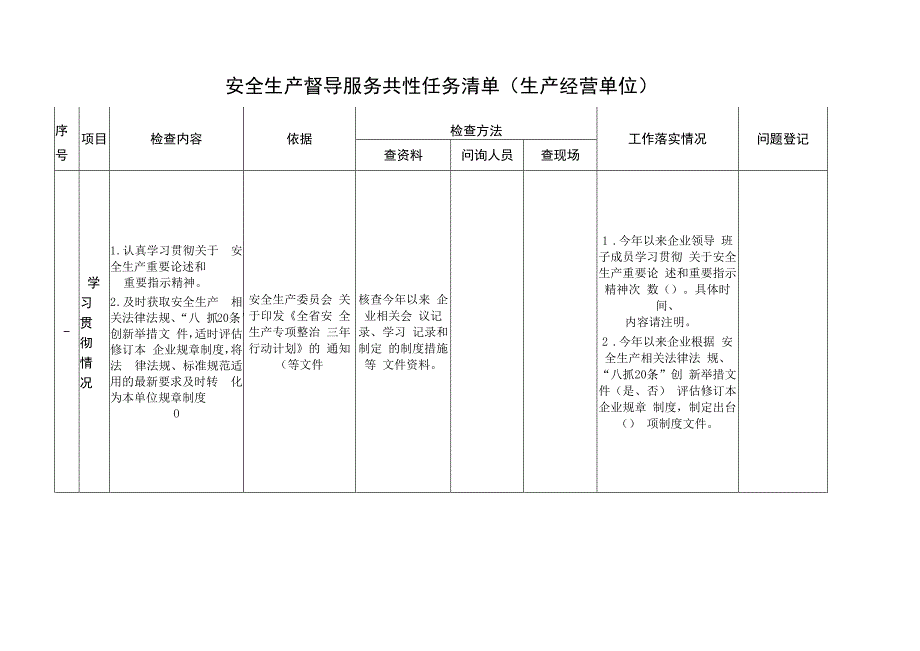 安全生产督导服务共性任务清单(生产经营单位)41316.docx_第1页