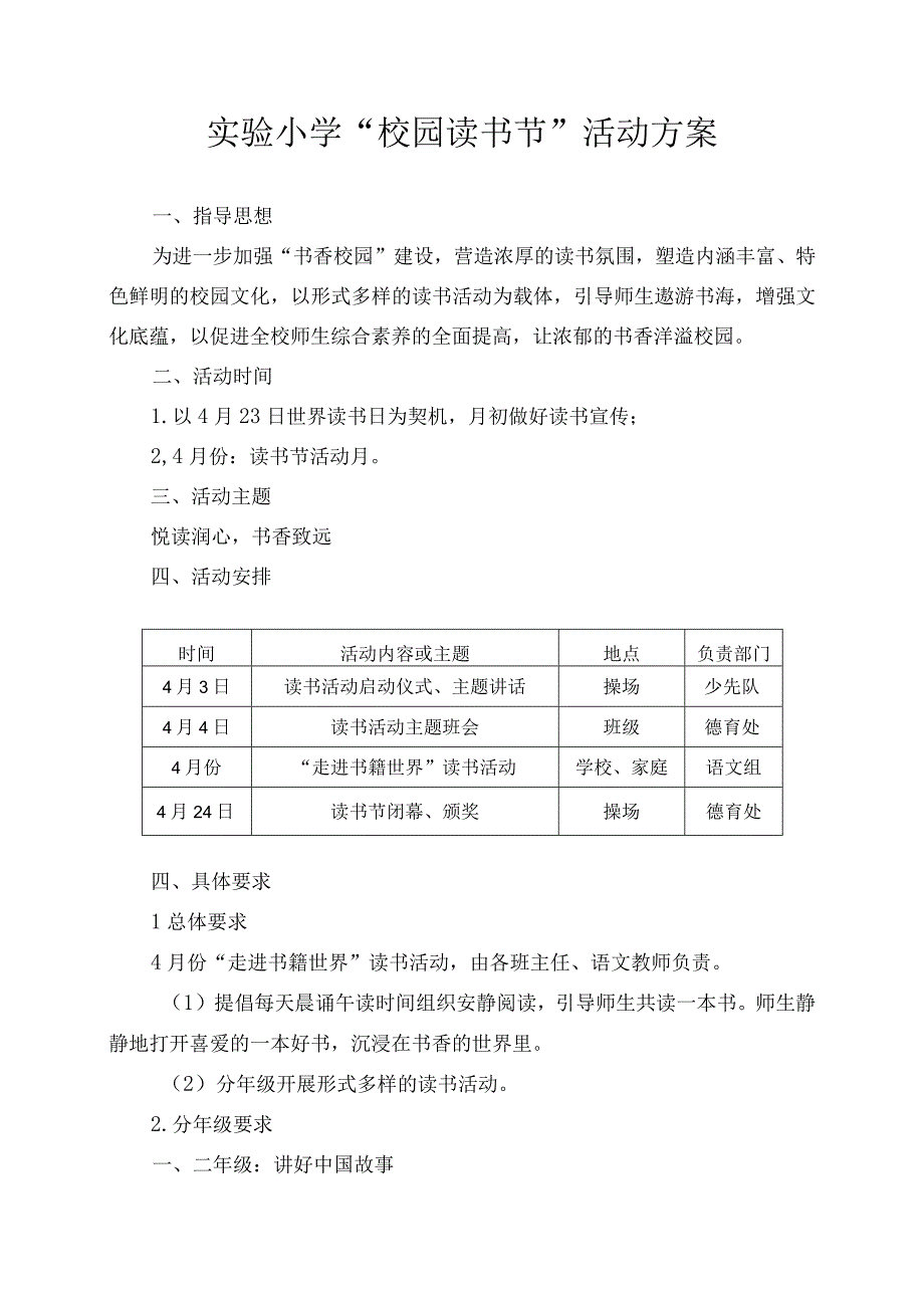 实验小学校园读书节活动方案.docx_第1页