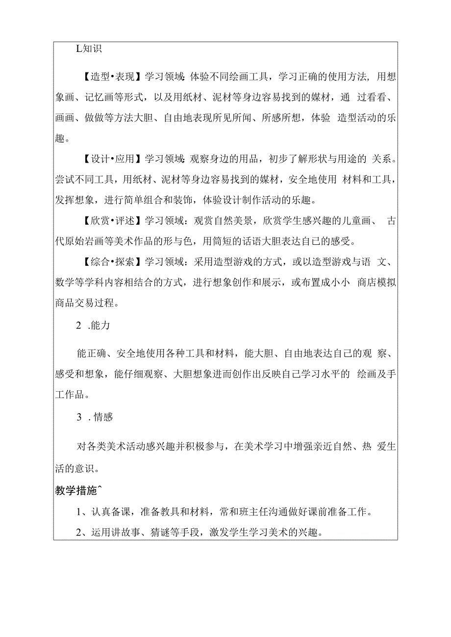 小学美术教学计划一年级上册.docx_第3页