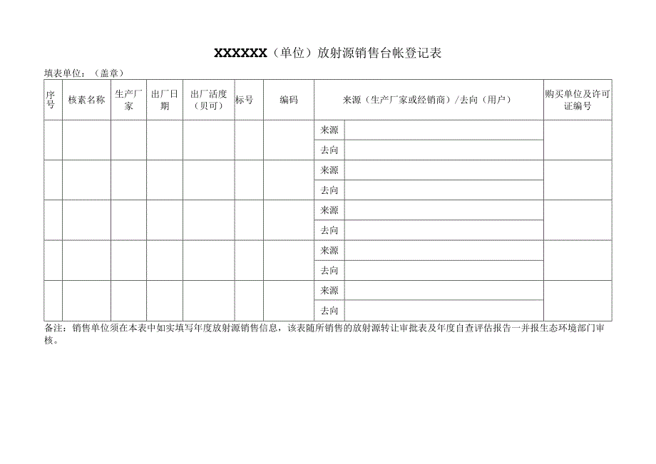 射线装置放射源销售台账登记表.docx_第2页