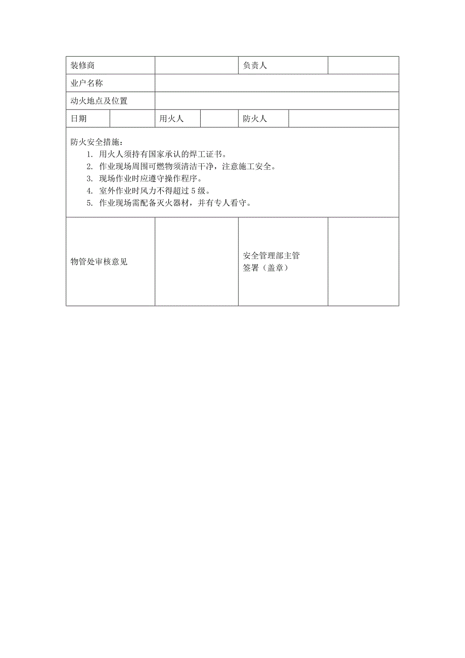 地产项目物业管理-动火证（存根）.doc_第1页