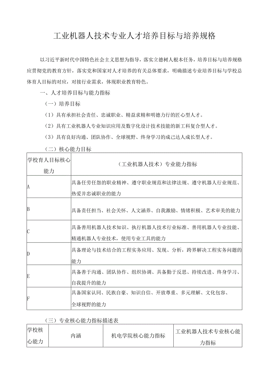 工业机器人技术专业人才培养目标与培养规格.docx_第1页