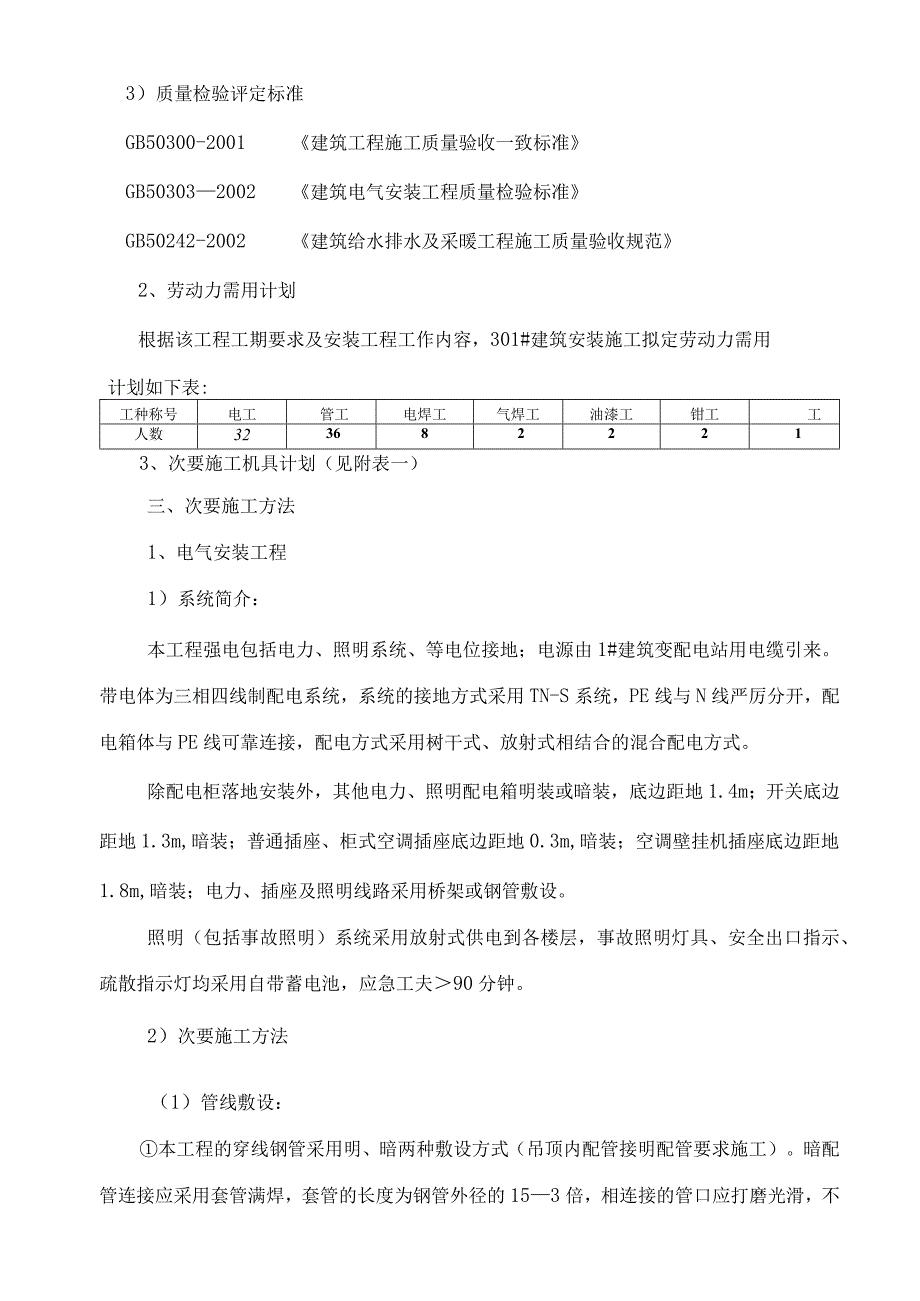 工程施工号厂房工程电气给排水施工组织设计（陪标3）.docx_第2页