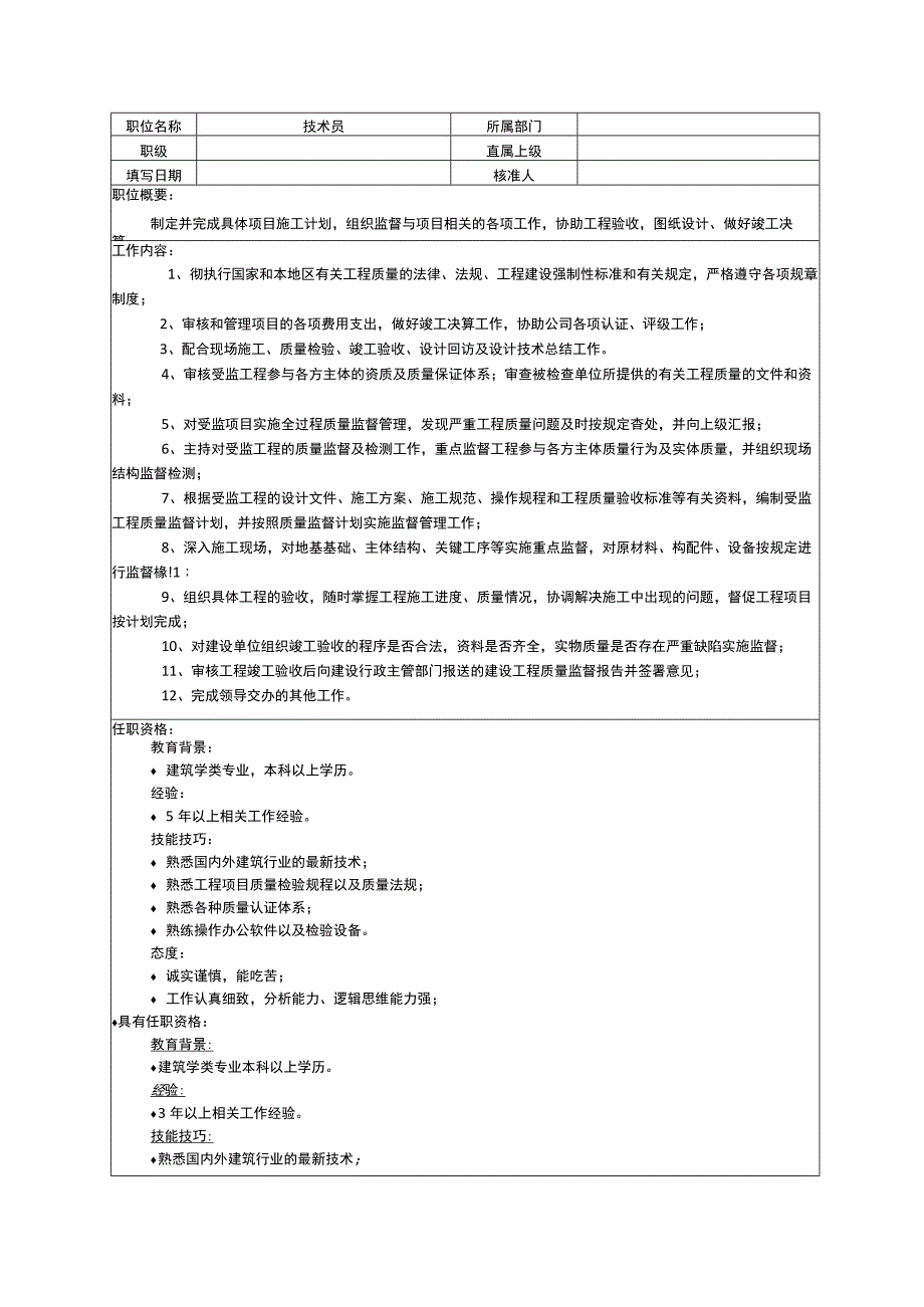 岗位职责技术员.docx_第1页