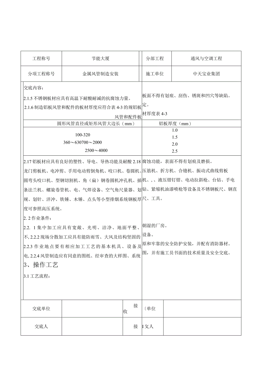 工程施工金属风管制作安装施工交底记录.docx_第2页