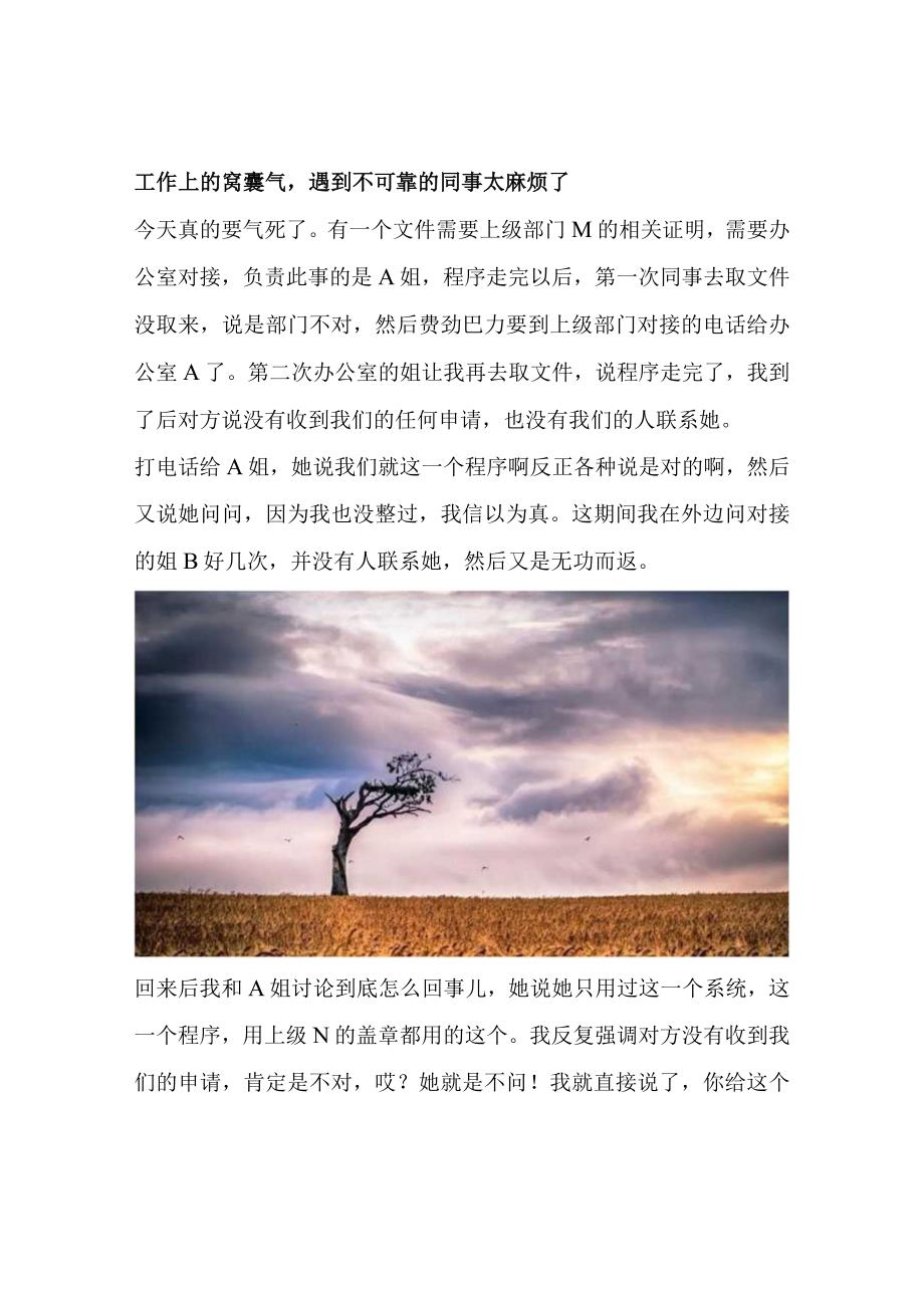 工作上的窝囊气遇到不可靠的同事太麻烦了.docx_第1页