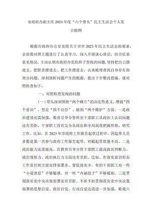 市政府办副主任2023年度六个带头民主生活会个人发言提纲.docx