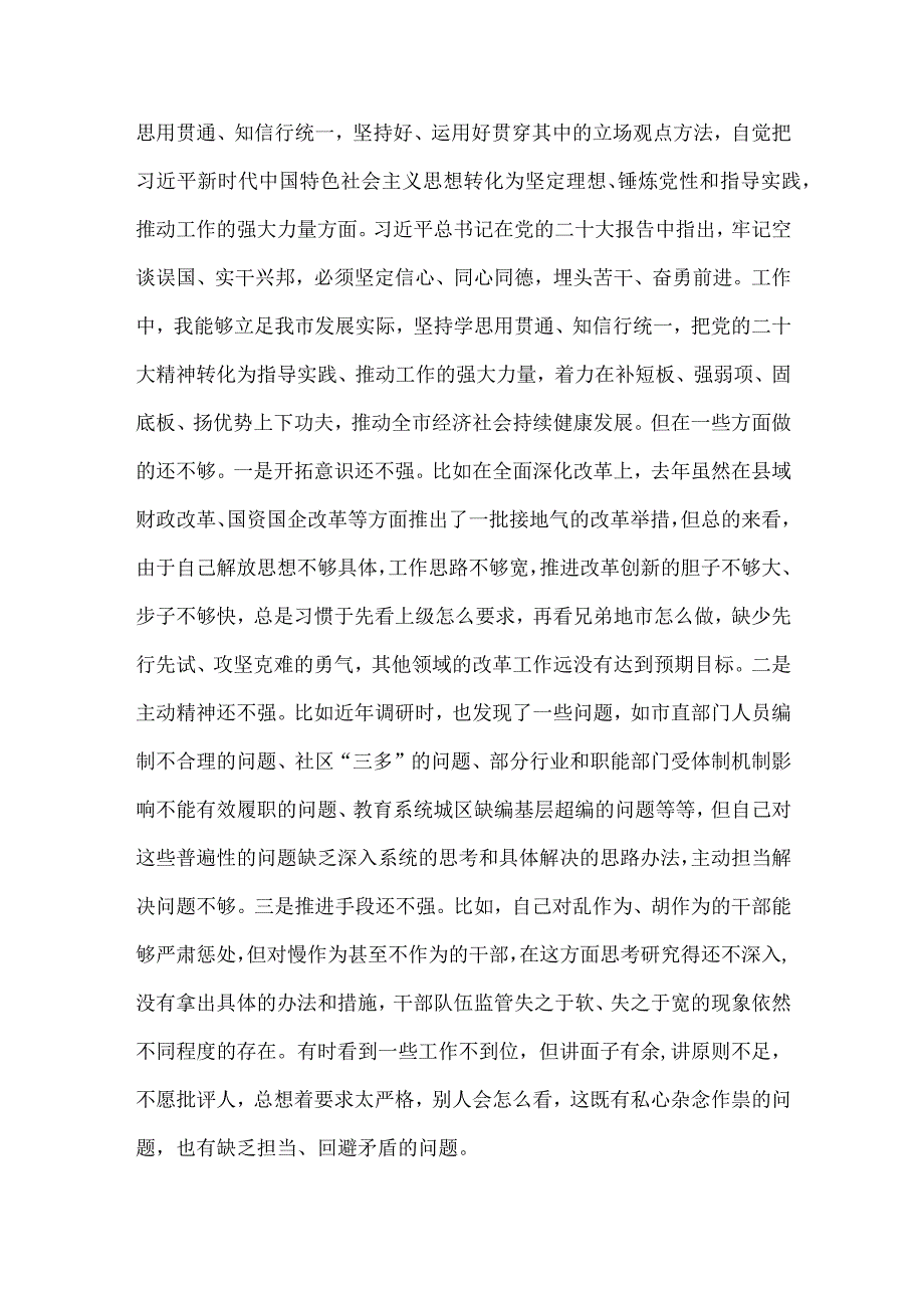 市长2023年六个带头民主组织生活会对照检查材料4960字文.docx_第3页