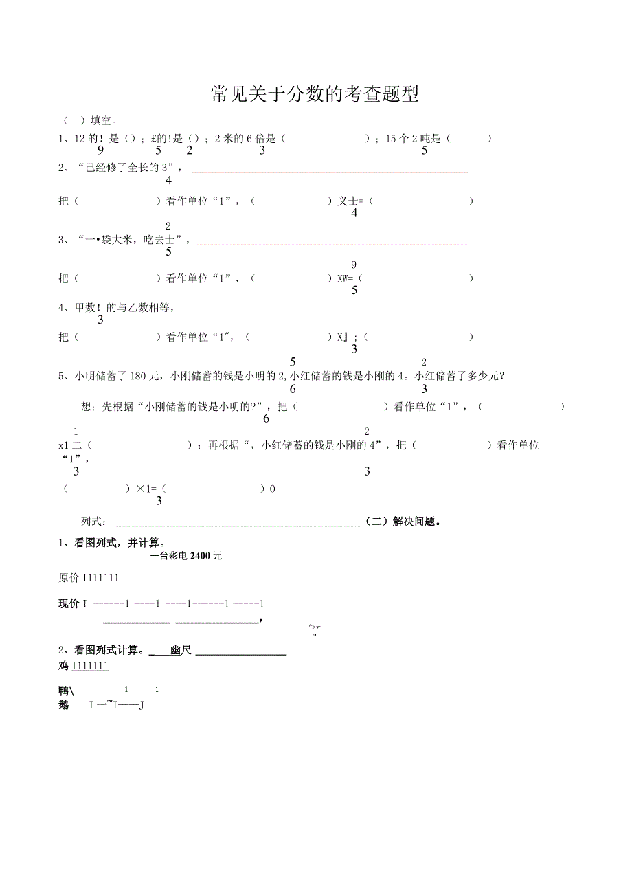 常见关于分数的考查题型.docx_第1页