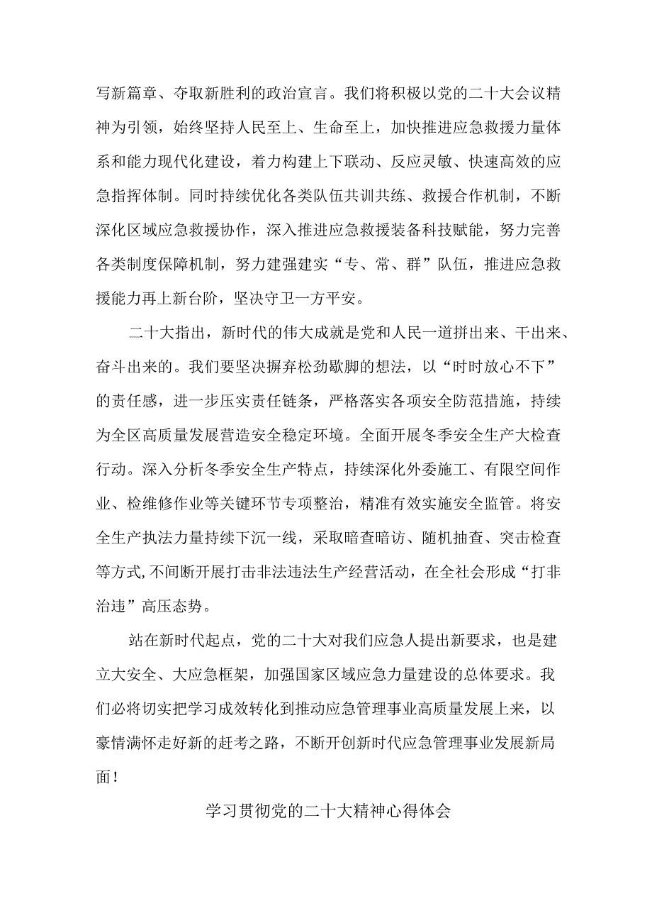 应急管理局执法大队党员干部学习贯彻党的二十大精神个人心得体会 合计4份.docx_第3页