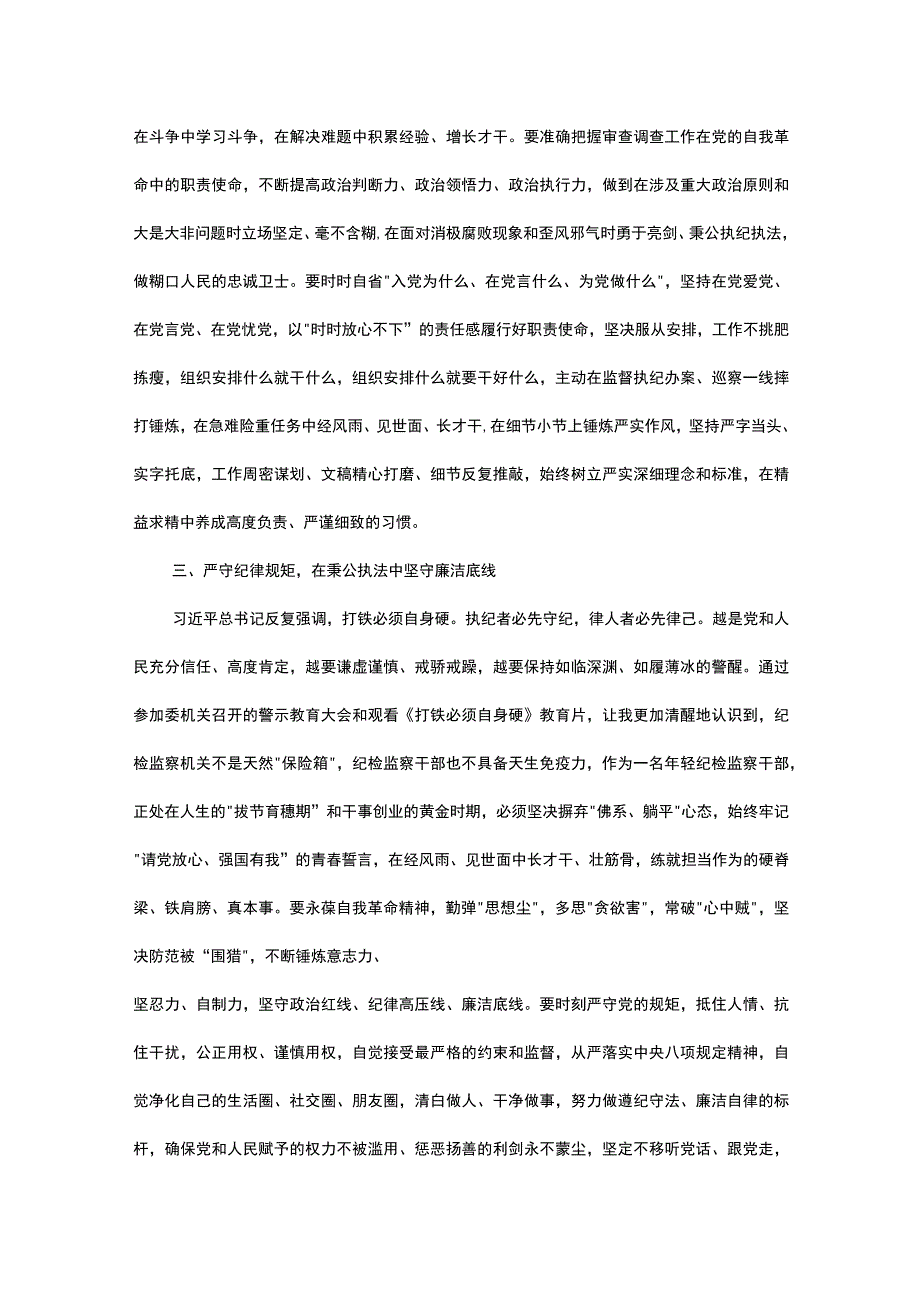 年轻纪检监察干部在纪检监察干部队伍教育整顿学习交流会上的研讨发言材料.docx_第3页