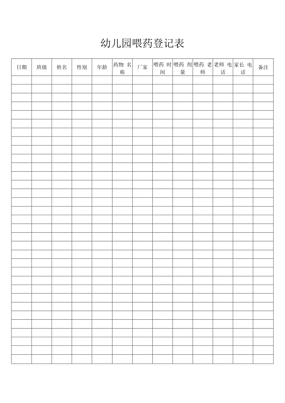 幼儿园喂药登记表.docx_第1页