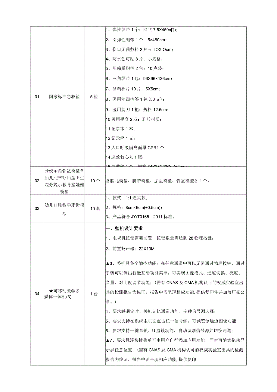 幼儿保育专业幼儿保健实训室实训基地设备采购.docx_第2页