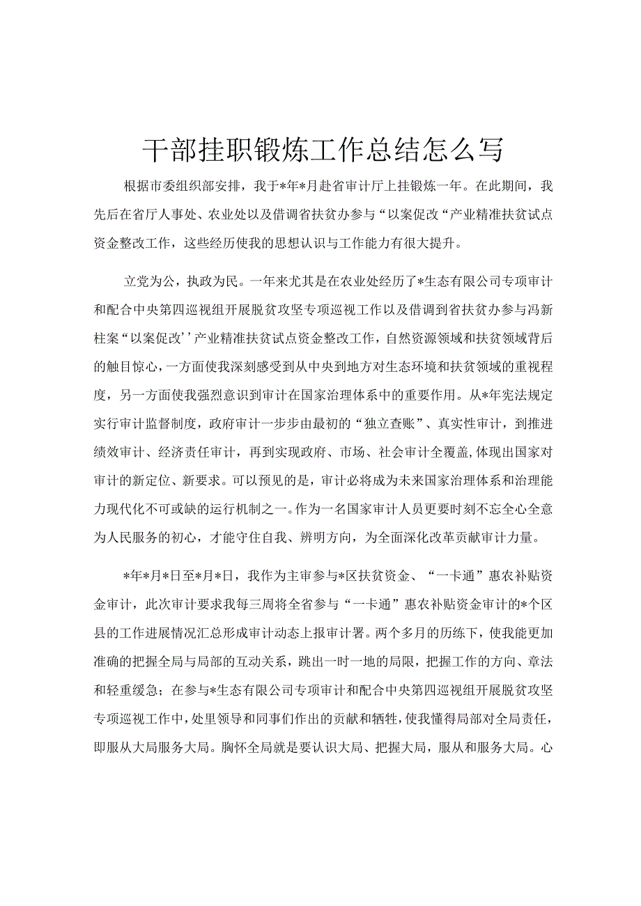 干部挂职锻炼工作总结怎么写.docx_第1页