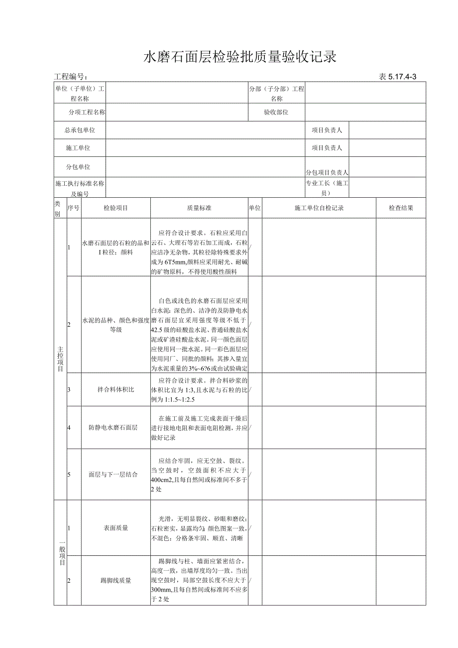 51743 水磨石面层检验批质量验收记录.docx_第1页