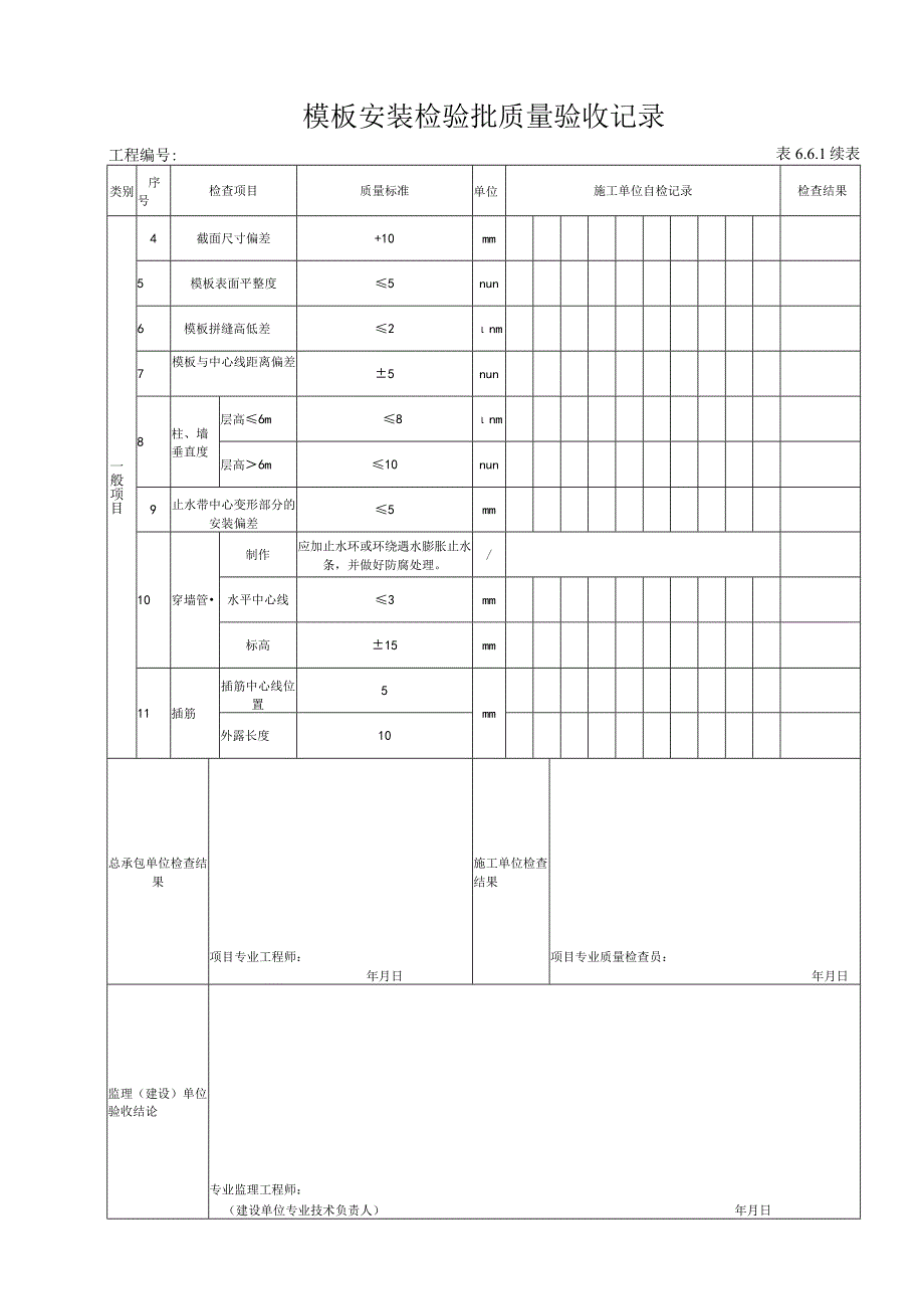 661 模板安装工程检验批验收记录.docx_第2页