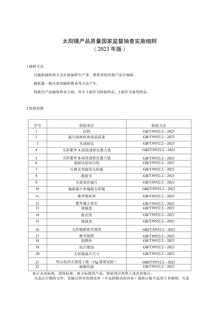 44 太阳镜产品质量国家监督抽查实施细则（2023年版）.docx_第1页