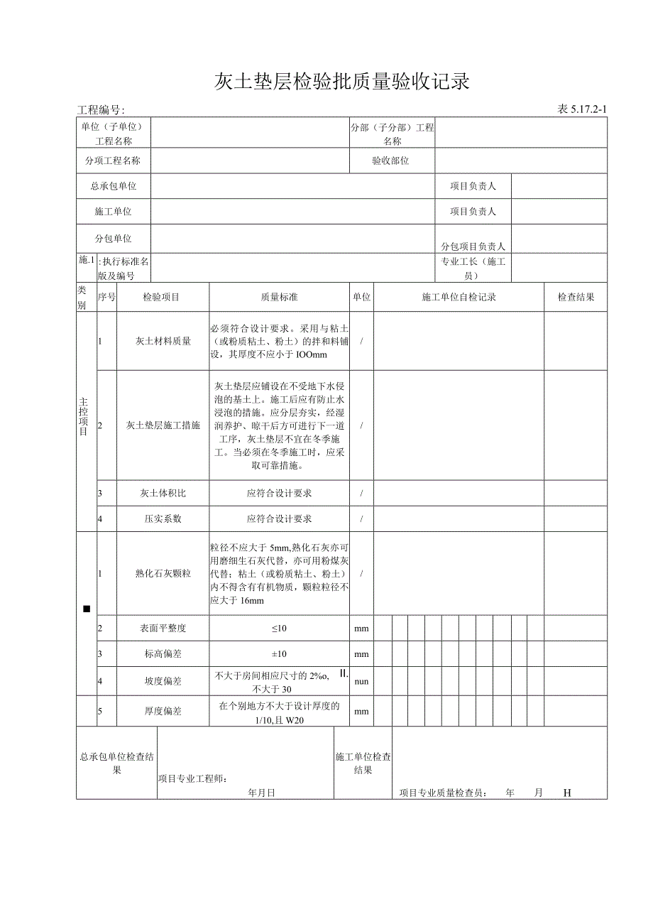 51721 灰土垫层检验批质量验收记录.docx_第1页