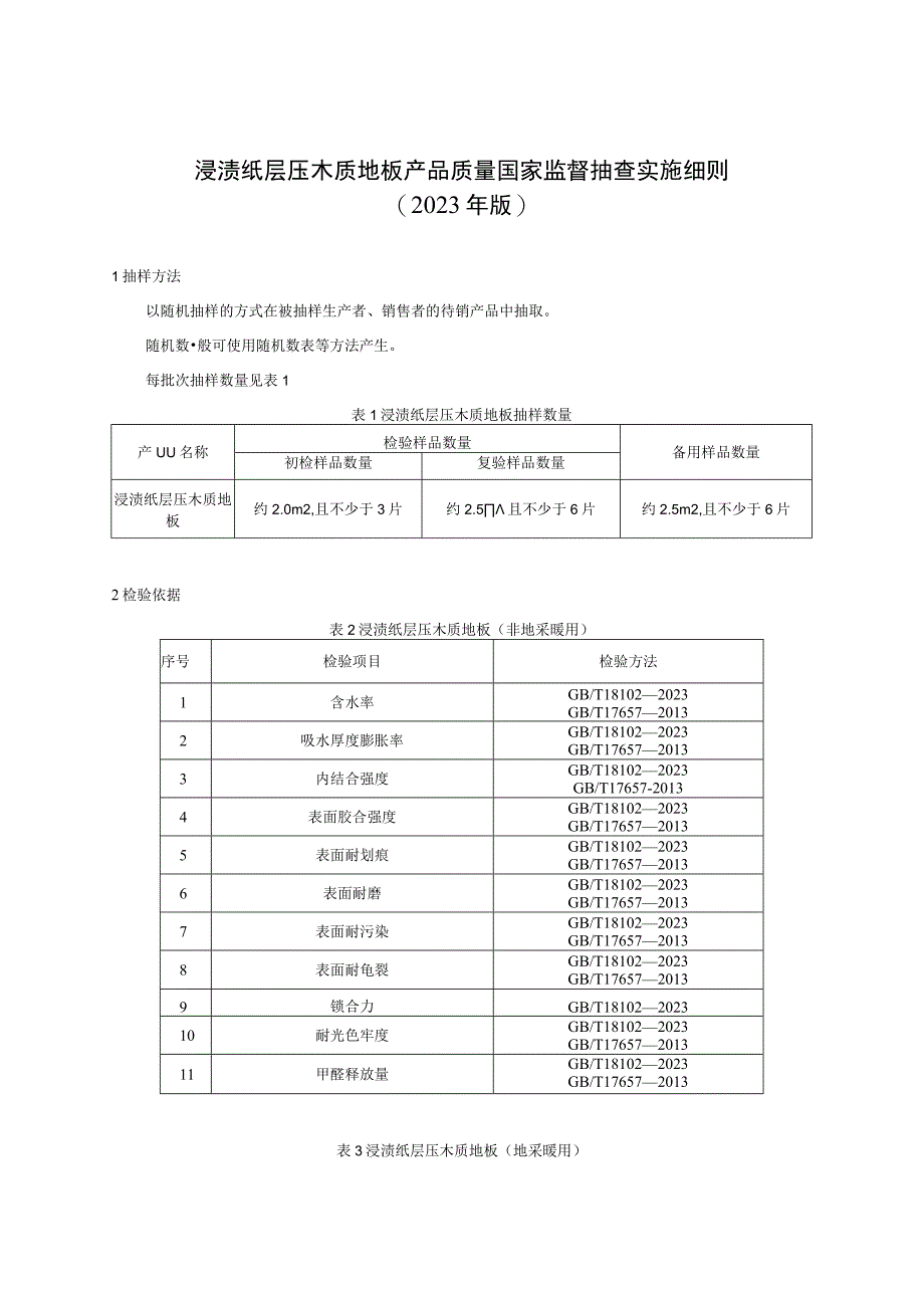 54 浸渍纸层压木质地板产品质量国家监督抽查实施细则（2023年版）.docx_第1页