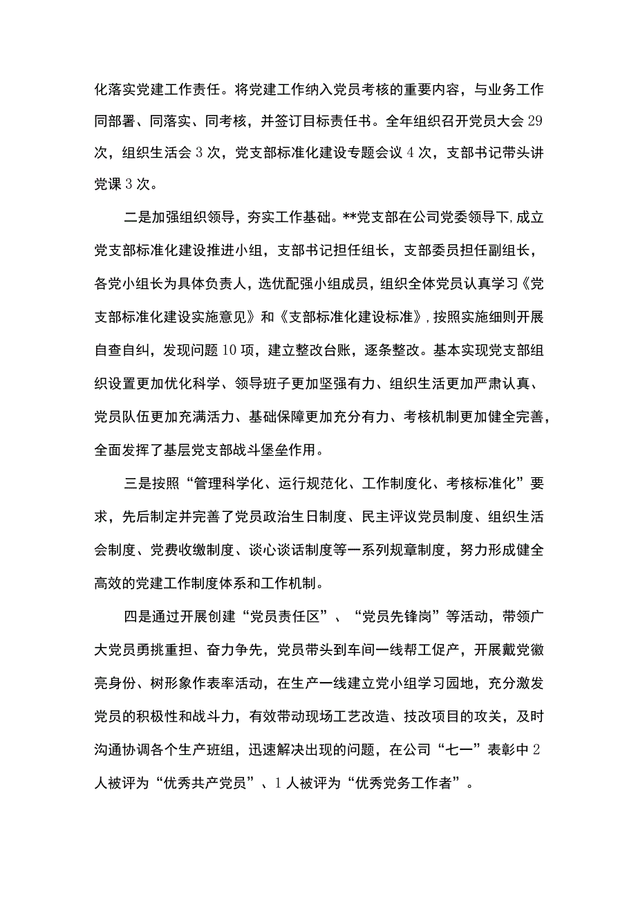 2篇 公司党支部标准化规范化建设工作总结及2023年上半年工作总结（精选合辑）.docx_第2页